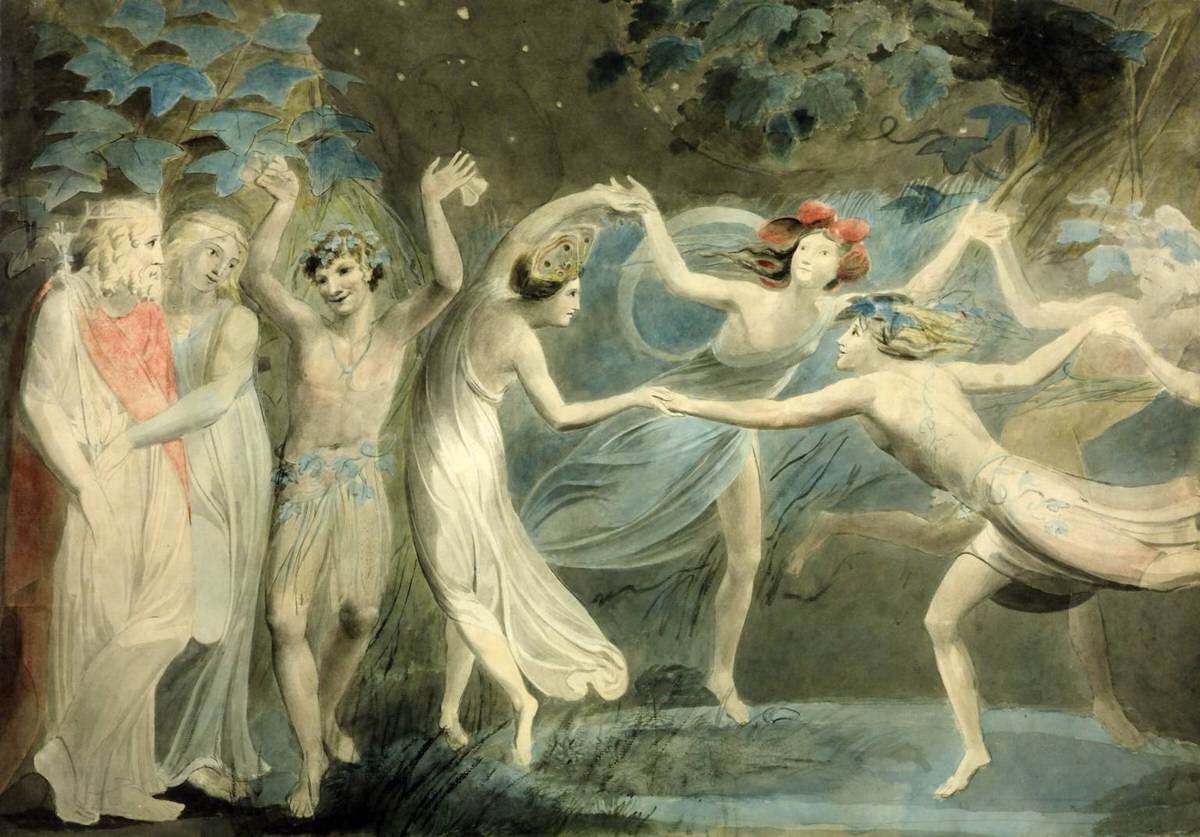 Oberon, Titania and Puck with Fairies Dancing circa 1786 William Blake 1757-1827 